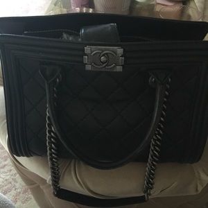 Black Chanel boy tote